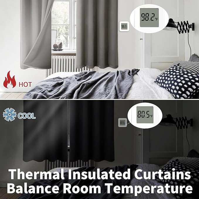 BGment Grey Blackout Curtains 95 Inches Long 2 Panels Set for Living Room, Thermal Insulated 100% Light Blocking Curtains & Drapes, Grommet Soundproof Curtains for Bedroom Window, Each 52 Wide