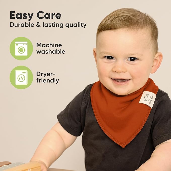 KeaBabies 8-Pack Organic Baby Bandana Bibs for Boys, Girls - Super Absorbent Triangle Baby Bibs for Drooling and Teething Infant, 100% Cotton Extra Soft for Newborn, Infant 0-36 Months (Hunter)
