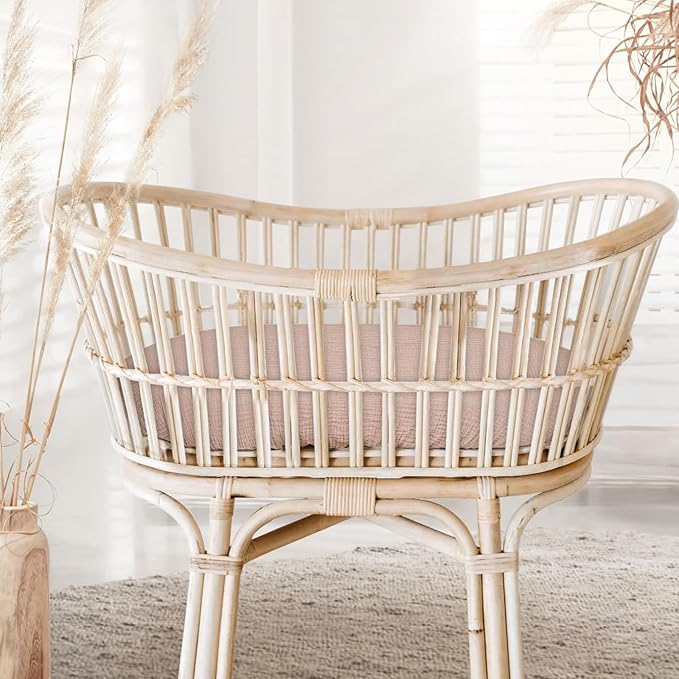 lulumoon Muslin Bassinet Sheets Baby: Cotton Bedside Bassinet Sheets Fitted for Chicco Lullago Anywhere & Baby Bjorn Cradle