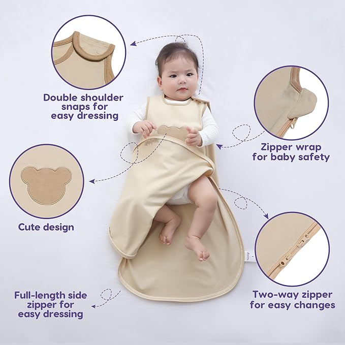 Aomloge PuppyNap Sleep Sack 6-12 Months, 0.5 Tog Wearable Blanket Baby fits Newborns and Infants, Toddler Sleep Sack with 2-Way Zipper