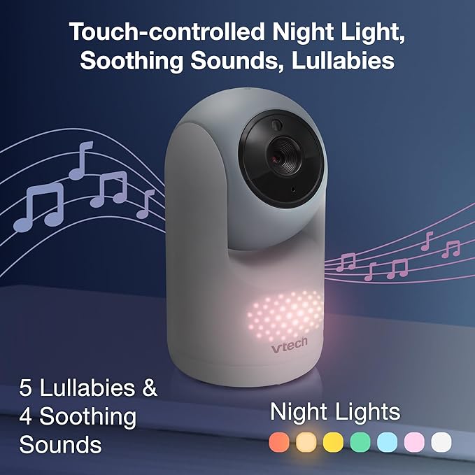 VTech 7" Baby Monitor with IPS Screen, Pan Tilt Zoom Camera, No WiFi Video Baby Monitor, Multi-Color Night Light, 2-Way Talk, Lullabies, Long Battery Life Long Range: Advanced HQ Max Blue