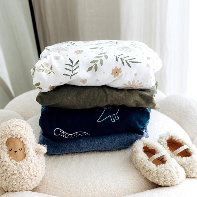 Dreamology Cotton Crib Sheets,2-Pack,Standard Crib Sheets Boys,Girls,100% Cotton Crib sheets,Baby Crib sheet,Cotton Crib Sheet Fitted and Toddler Bed Sheets,52x28 Crib Mattress Sheet | Dino,Denim Blue