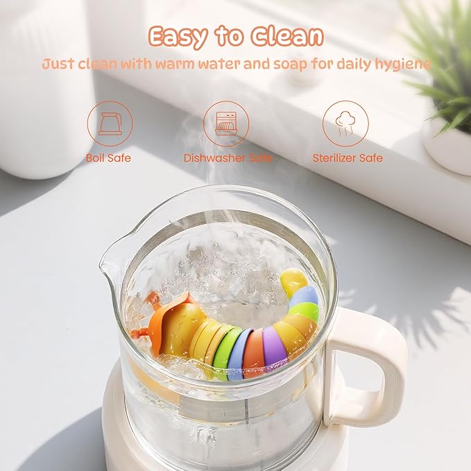 Baby Teething Toy, Caterpillar Silicone Baby Teether Rattle Toys, BPA-Free Sensory Development & Color Recognition Learning for 0 6 10 12 18 Babies Toddler Teething Relief LC1