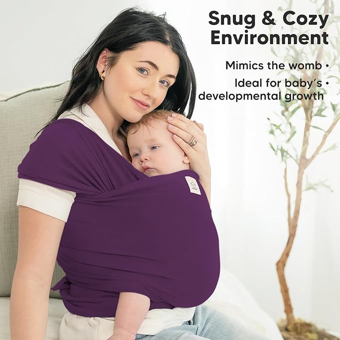 KeaBabies Baby Wrap Carrier - All in 1 Original Baby Carrier Newborn to Toddler Sling, Easy to Wear, Hands Free Bonding, Lightweight, Breathable Infant Wraps (Royal Purple)