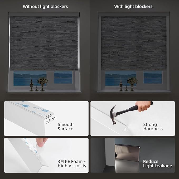 ZSTARR Motorized Smart Light Filtering Blind for Window with Remote Control, Automatic Blackout Roller Shade Customizable Size,with Valance Child Safety Rechargeable Battery Blinds(Jacquard Gray)