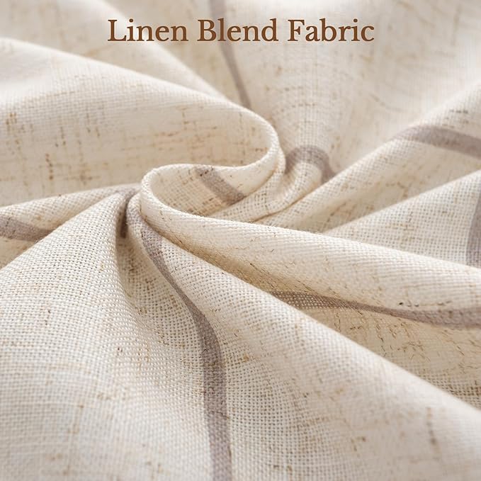 Plaid Pinch Pleated Curtains - Modern Luxury Linen Buffalo Blackout Drapes, Thermal Insulated Double Layer Window Panels for Living Room Bedroom, 120 Inches Long Brown 2 Panels Set