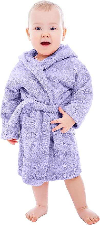 BAGNO MILANO Kids Organic Turkish Cotton Hooded Beach Cover-Up Towel, GOTS Certified, for Boys and Girls (Purple, 13-15 Years)