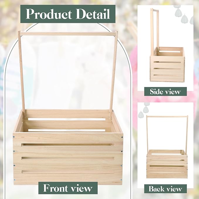 Barydat Wooden Baby Shower Crate Closet, Baby Basket with Handle, Personalized Basket Gifts, Easy Assembly Baskets for Newborn Boy Girl Welcome Gift for New Mom Parents(Wood Color)
