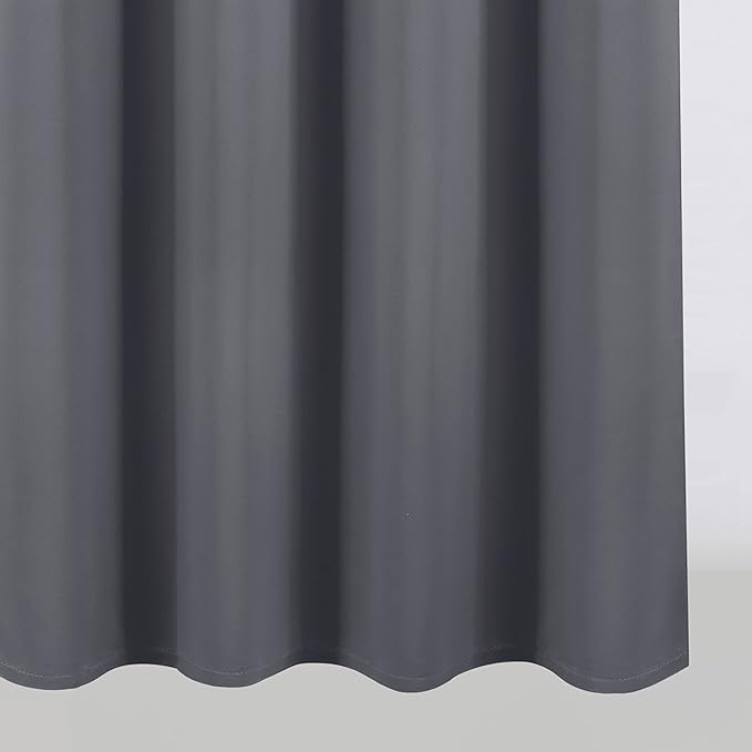 LEMOMO 100% Blackout Curtains 52 x 63 Inch/Grey Curtains 2 Panels with Black Lining Room Darkening Thermal Insulated Bedroom Curtains