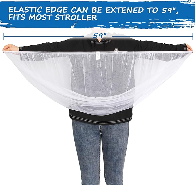 Baby Mosquito Net for Stroller, Reusable Bug Net for Stroller, Playards, Pack N Plays and Portable Mini Crib, Portable & Durable Baby Insect Netting, White