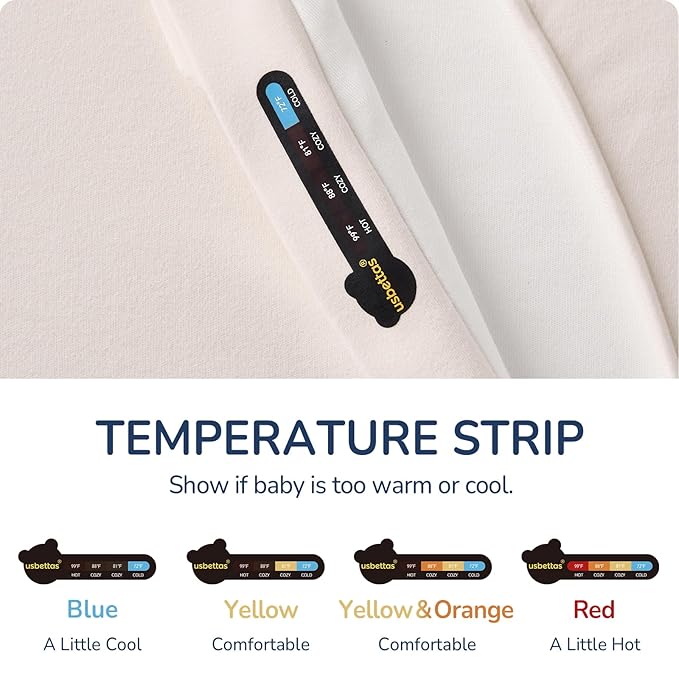 Baby Sleep Sack 6–12 Months, Cotton Sleep Sack with Detachable Long Sleeves, 1.0 TOG Wearable Blanket for Cooler Nights, 2-Way Zipper Toddler Sleeping Sack with Temperature Strip, Beige