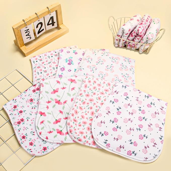 Benoxine 10-Pack Burp Cloths for Baby Boys and Girls - Organic Baby Burp Cloth,Baby Washcloths, Burp Rags, Large Neutral Burp Clothes for Newborn