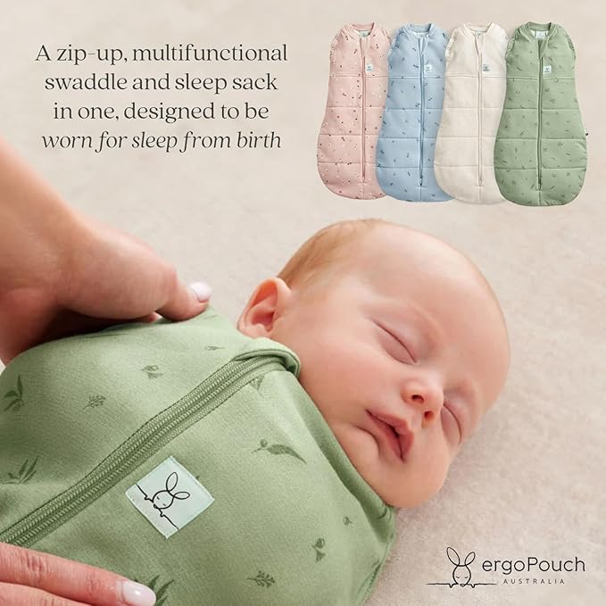 ergoPouch Cocoon Swaddle Sack 1.0 TOG - Baby Sleep Sack, Gentle Snug Fit Helps Calm Startle Reflex, Ideal for Arms In/Out Sleeping, Soft Breathable Fabric for Better Sleep (0 Months, Daisies)