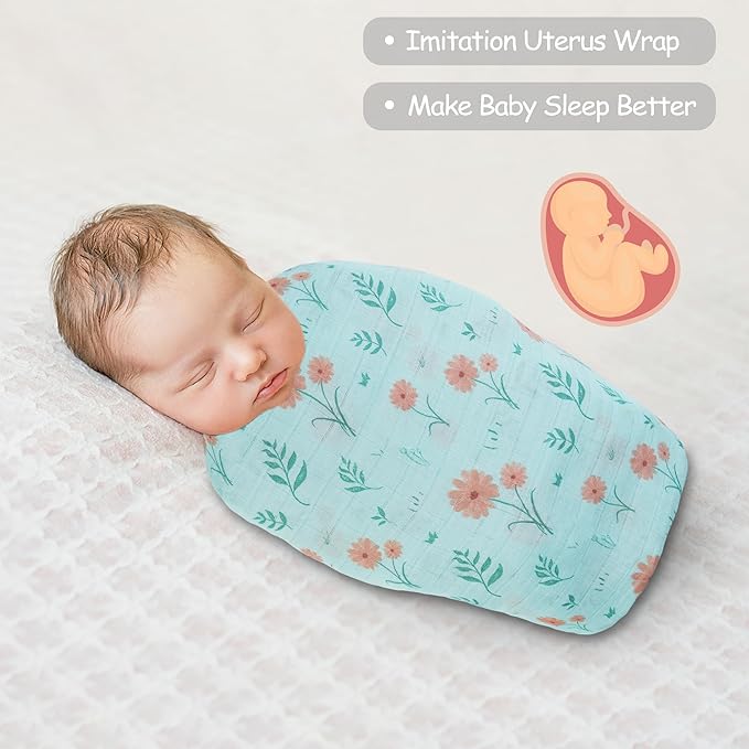 Viviland Muslin Swaddle Blankets, Breathable and Skin-Friendly Baby Receiving Blankets, 4-Pack Plants, 47 x 47 inches