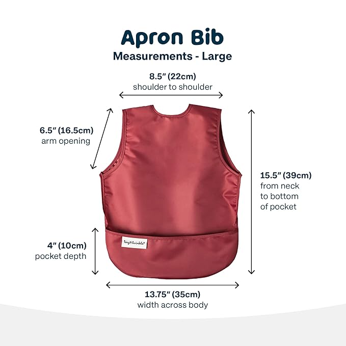 Tiny Twinkle Mess Proof Baby Bibs | 2 Pack Waterproof Toddler Bib for Eating | Baby Apron for Feeding, Machine Washable, Perfect Shower Gift (Rose Burgundy, 2-4Y)