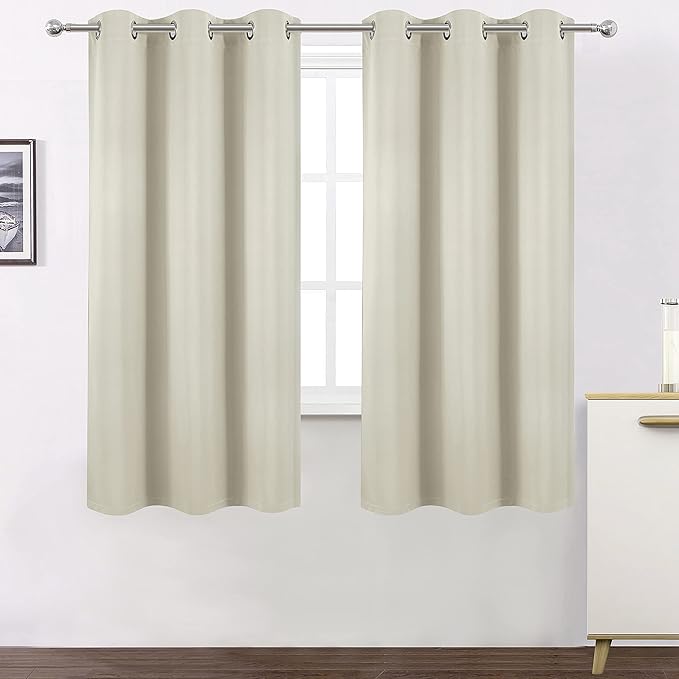 LEMOMO Light Beige Thermal Blackout Curtains/40 x 72 Inch/Set of 2 Panels Room Darkening Curtains for Bedroom and Living Room
