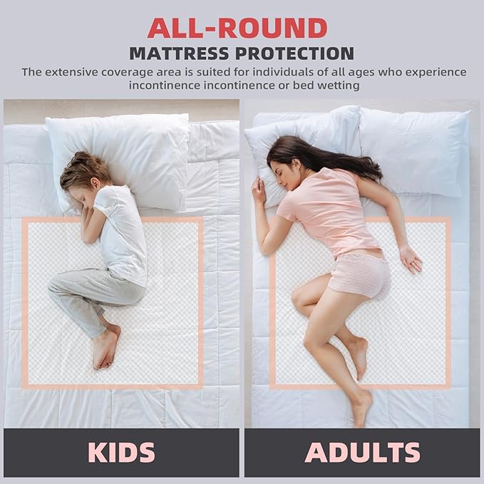 MKISS Tear-Resistant Oversized Bed Pads 40" x 60"(40 Counts), Heavy Duty Ultra Absorbent Underpads, Chucks Pads Disposable for Adults, Children, Babies, Elderly and Pets