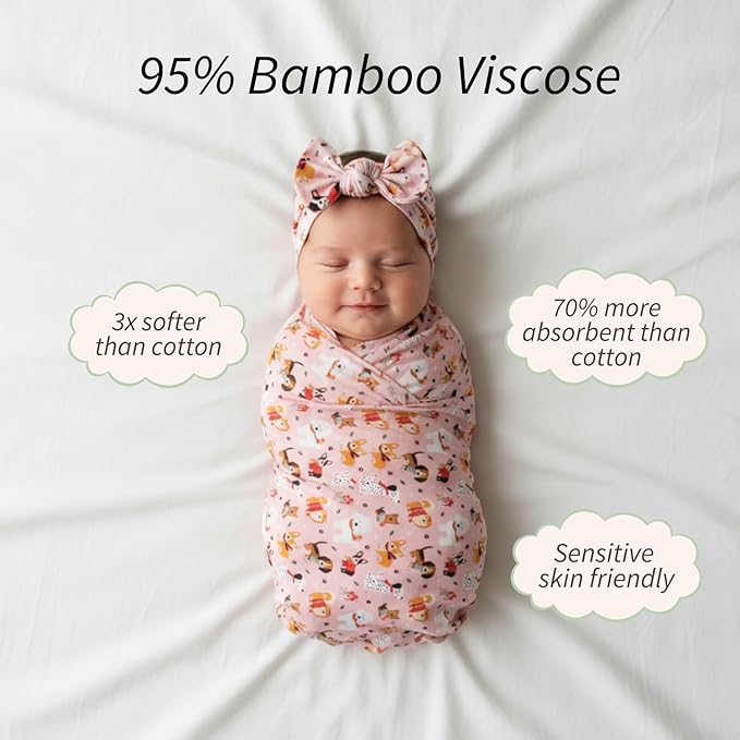 Swaddles for Newborns Baby Blanket Set Ultra-Soft 95% Bamboo Viscose Baby Swaddle for 0-3 Months | Newborn Essentials Must Haves Bamboo Viscose Swaddle Blankets