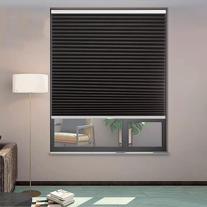 MYshade Cordless Blackout Cellular Shades, 1.5" Honeycomb Window Blinds for Bedroom & Nursery, Thermal Insulated, Noise Reducing, Privacy Shades, Inside or Outside Mount (35.5" W x 72" H, Black)