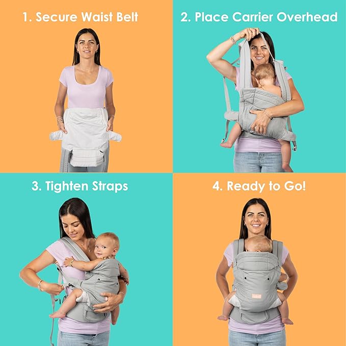 Baby Trend Caleo 3‑in‑1 Newborn Carrier, Snuggle Midnight – 100% Cotton, Machine Washable, Lumbar Support & Built‑in Sun Hood