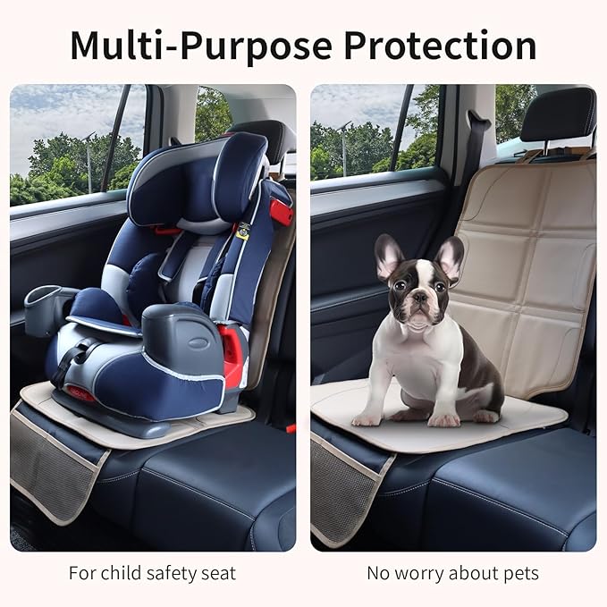 Car Seat Protector,Extra Thick Car Seat Covers Non-Slip Waterproof Mat Pad Leaving No Imprints Marks for Child Baby Pet Truck SUV Automobile (Beige-B)