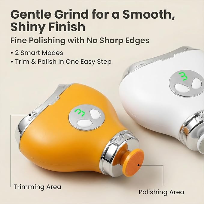 Electric Nail Clippers & Polisher - Safe Automatic 3-in-1 Electric Nail Trimmer & File with LED Light, 3 Speeds, USB Rechargeable, Built-in Nail-Chip Storage for Kids & Seniors & Nail Art (Yellow)