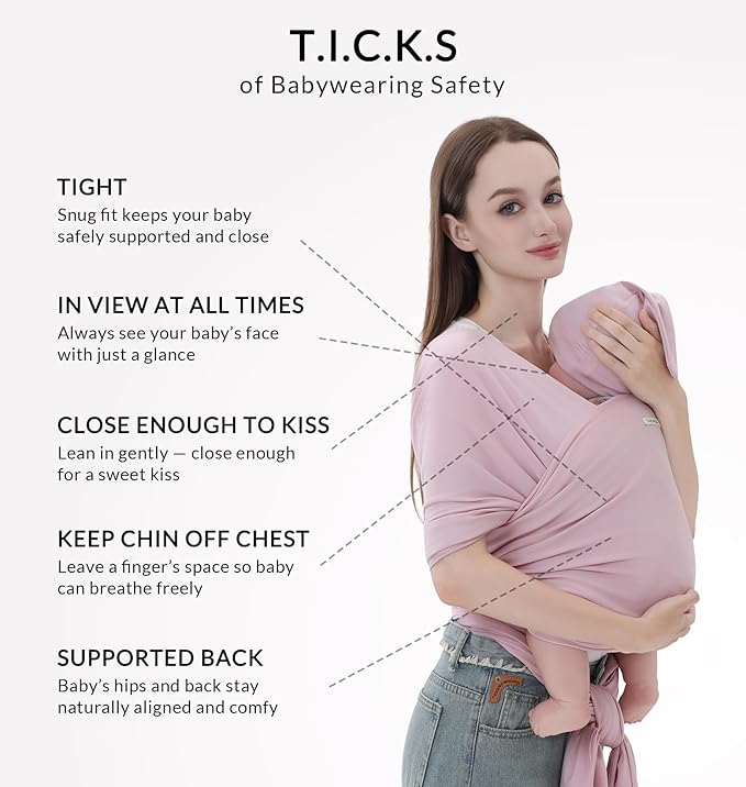 Baby Wrap Carrier for Newborns to Toddlers (8-35 lb), Modal Soft-Stretch Sling, Breathable All-Season, Quick Tie with Center Marker, Machine Washable Pink