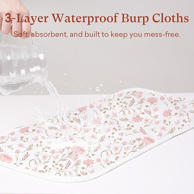 littogoose Premium 8-Pack Waterproof Baby Burp Cloths, Extra Large 13"X26" Soft Absorbent Burping Clothes for Newborns and Infants, Baby Shower Boys Girls