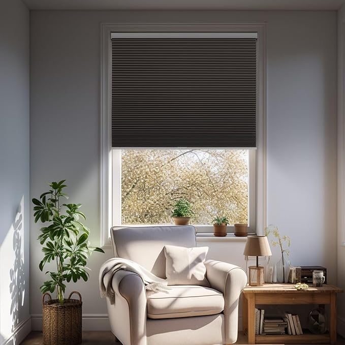 Changshade Blackout Blinds, Cordless Cellular Shades, Honeycomb Blackout Shades, Room Darkening Blinds, Pull Down Window Shades, Easy to Install Honeycomb Window Blinds, 30" W x 72" H, Taupe
