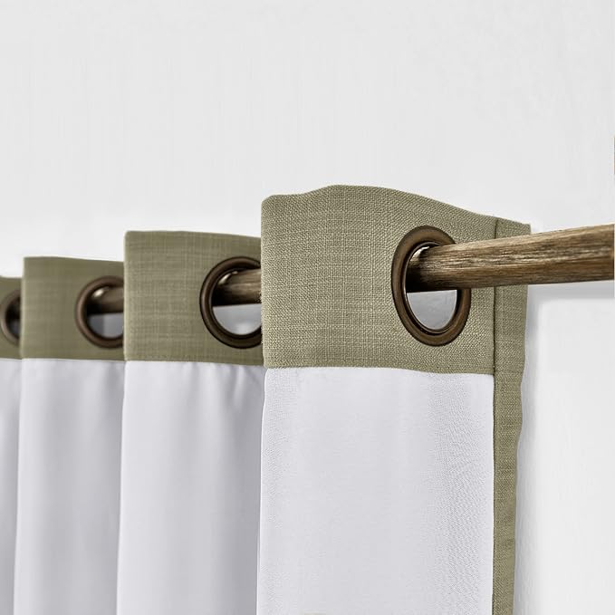 ChadMade 72W x 96L Inch Taupe Grey Linen Polyester Curtain Drapes with Blackout Lining, Room Darkening Antique Bronze Grommet Curtain for Sliding Glass Door Patio Door Living Room (1 Panel)