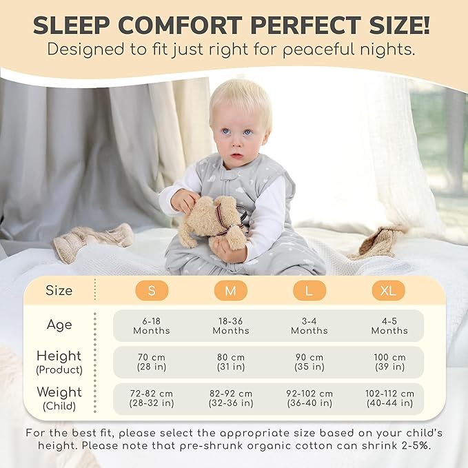 Mama Cheetah Toddler Sleep Sack with Feet 2T, 2.5 TOG Organic Cotton Baby Sleeping Bag with Legs, Winter Baby Wearable Blankets for Early Walker M