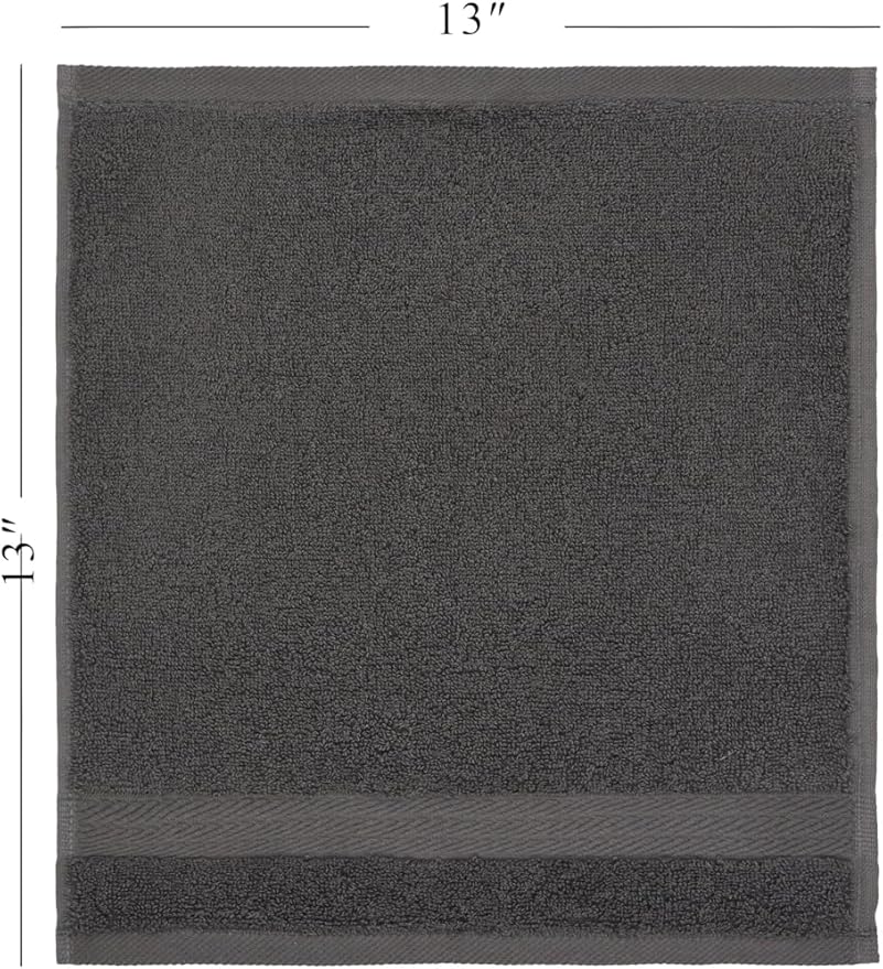 Ozdilek 6-Piece Washcloth Set 13x13 100% Turkish Cotton, 600 GSM, Soft, Gentle on Sensitive Skin, Multi-Purpose Use, Washable, Reusable, Ideal for Baby Care & Spa 6 Towels(Anthracite Gray)