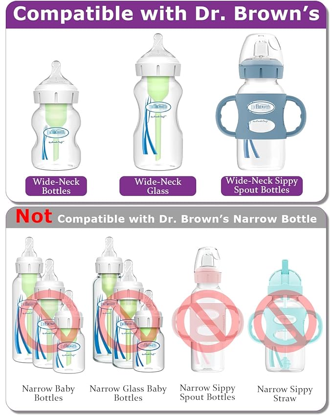 Silicone Nipple for Dr.Brown's Wide-Nick Baby Bottle & Glass Bottles,Level 2 Nipple, Medium Flow, 3m+, 6 Count