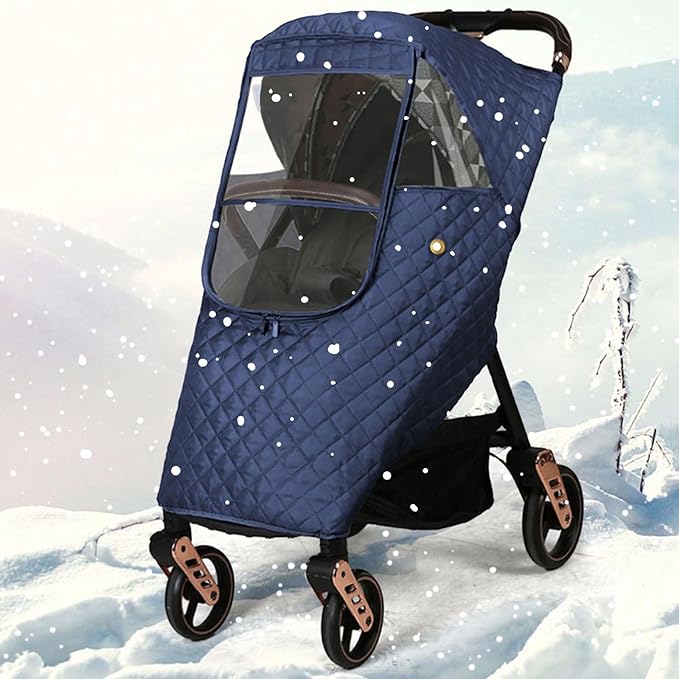 Universal Stroller Rain Cover Winter Pram Buggy Rain Shield Waterproof Windproof Quilted Travel Weather Cover for Baby Stroller Pushchair
