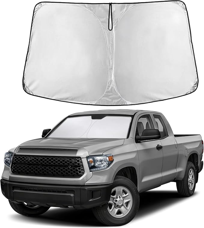 EcoNour Windshield Sun Shade Compatible for Toyota Tundra 2022–2025 | Custom Fit Pickup Truck Front Window Sunshade | Foldable UV & Heat Reflective Sun Visor