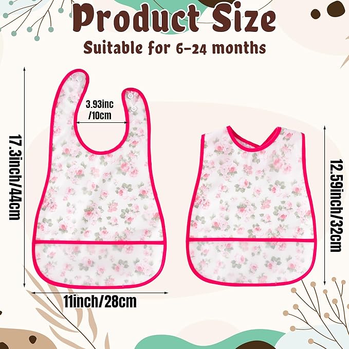 R HORSE 5Pcs Baby Bibs Set Toddler Bibs with Crumb Catcher Pocket & Snap Button Waterproof Baby Feeding Bibs for 6-24 Months