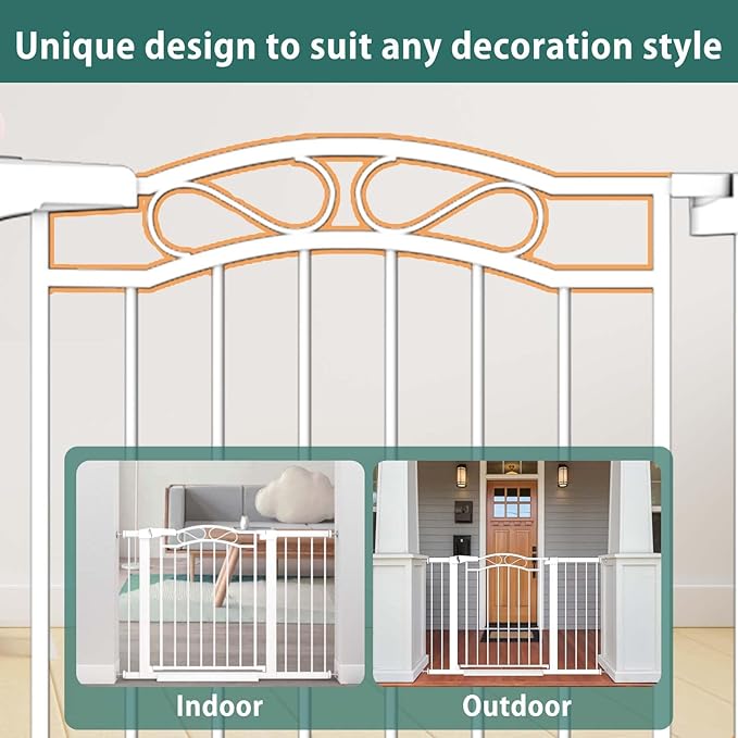Fairy Baby 70.9"-76.3" Extra Wide Baby Gate, Pressure Mounted Auto Close Child Safety Gate for Kids Or Pets Walk Thru No Drill Long Dog Gates Indoor for House Doorway, White