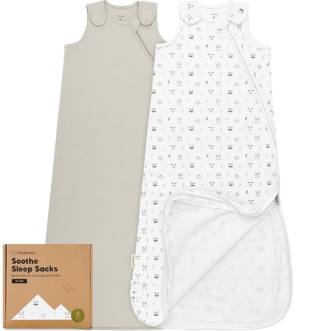 2-Pack Organic Baby Sleep Sacks, 100% Cotton - Soft & Breathable 0.5TOG Baby Wearable Blanket, Toddler Sleeping Sack 18-24 months, Easy to Wear Transitional Swaddles for Newborns, Infants (Nordic, L)