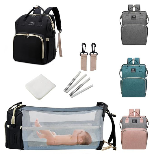 Baby Diaper Bags with Changing Station,Waterproof Diaper Bag Backpack for Moms Dads with USB Charging Port,Large Capacity Multifunctional Baby Essentials(Black)