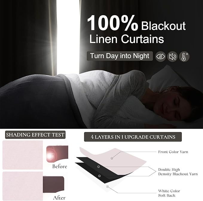 Light Pink Pinch Pleated Window Curtain Panels with Full Blackout Back 84 Inches Long, Insulated Linen Textured Drapes for Bedroom Summer Heat Modern Window Treatment for Girls Room 40" Wx84 Lx2Panels