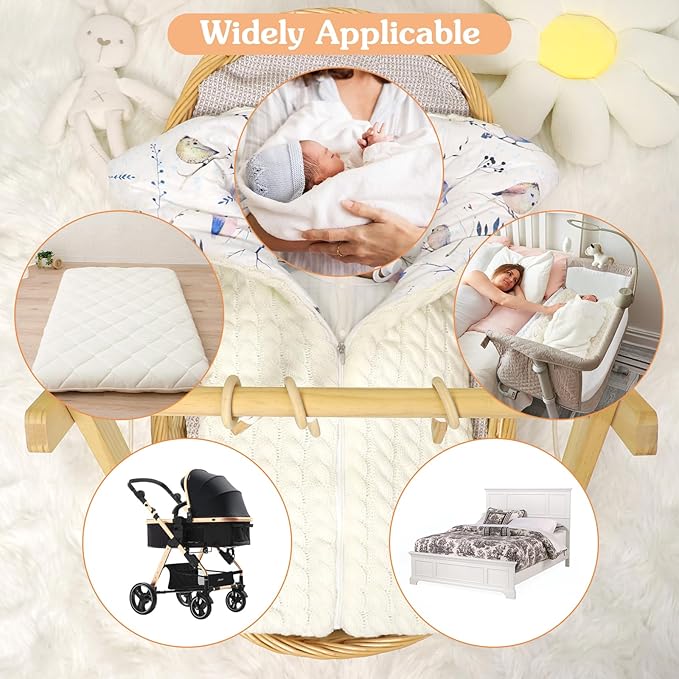 Yanmucy Baby Swaddle Blanket Multifunction Wrap Knitted Sleeping Bag Newborn Baby Receiving Blankets Stroller Wrap for 0-12 Months (Beige)