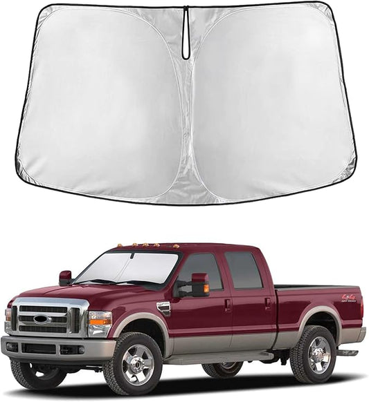 EcoNour Windshield Sun Shade Compatible for Ford F-250 2008–2016 | Heavy-Duty Truck Front Window Sunshade | Foldable Sun Visor Shield | Blocks UV Rays & Reduces Cabin Heat