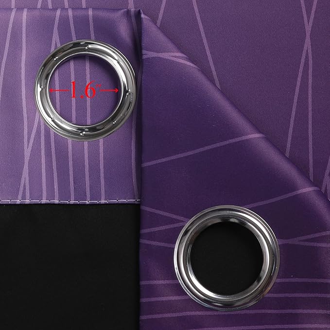 Estelar Textiler Black and Purple Blackout Curtains 54 Inch Length, Full Light Blocking Gradient Grommet Drapes for Kitchen, Thermal Insulated Ombre Curtains for Bedroom, 42Wx54L, 2 Panels