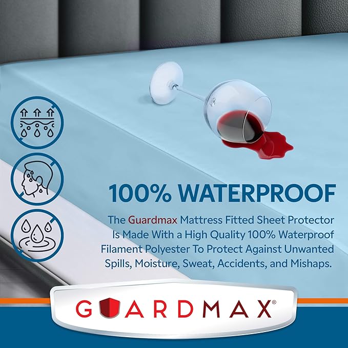 Guardmax Jersey Knitted King Size Mattress Protector - Waterproof & Dust Mite Proof Mattress Cover with Stretchable Pockets - Soft, Comfortable, & Noiseless Waterproof Fitted Sheet.(78 x 80 x 15)