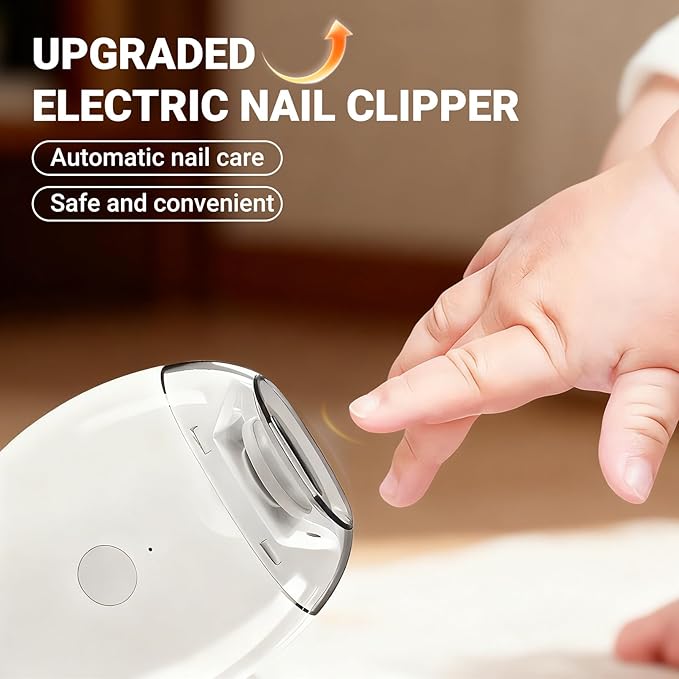Saker 2026 Update Electric Automatic Nail Clipper & Trimmer, Rechargeable 3-Speed Nail Trimmer with Long Battery Life, Compact Baby Nail Clipper for Nail Care at Travel, for Senior Kid Adult (White)