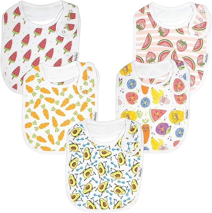 KiddyStar Organic Cotton Baby Bibs for Boys & Girls – Soft, Absorbent Teething & Drool Bibs - Adjustable Snaps for Toddlers