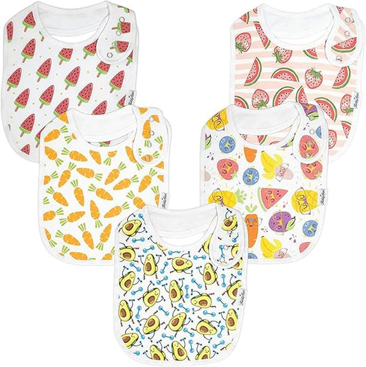 KiddyStar Organic Cotton Baby Bibs for Boys & Girls – Soft, Absorbent Teething & Drool Bibs - Adjustable Snaps for Toddlers