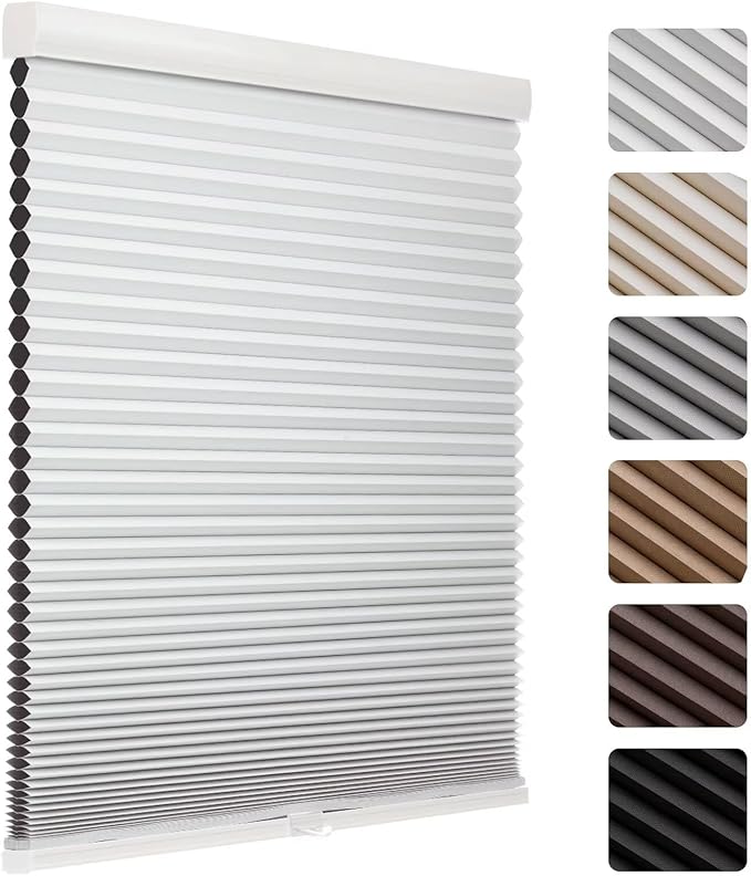 MYshade Cordless Blackout Cellular Shades, 1.5" Honeycomb Window Blinds for Bedroom & Nursery, Thermal Insulated, Noise Reducing, Privacy Shades, Inside or Outside Mount (31.5" W x 72" H, White)
