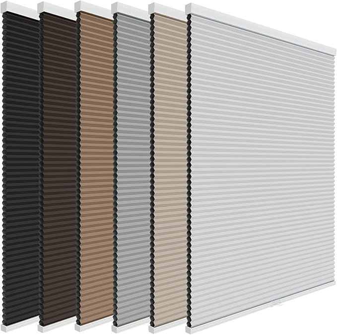 Changshade Cellular Shades Cordless Blinds Blackout for Indoor Windows, Honeycomb Blind Room Darkening Shade 1.5'' Single Cell Pleated, Easy to Install Shade Size 55" Wide x 72" Height, Beige