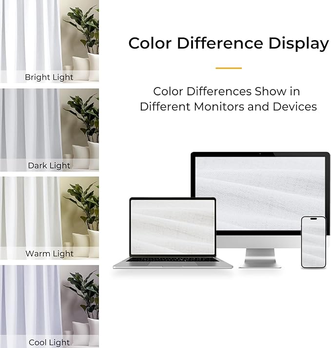 INOVADAY 100% Blackout Curtains for Bedroom, Black Out Curtains 102 Inch Long, Clip Rings Linen Blackout Drapes, Thermal Insulated Room Darkening for Living Room, 2 Panels - Brightwhite,W50xL102